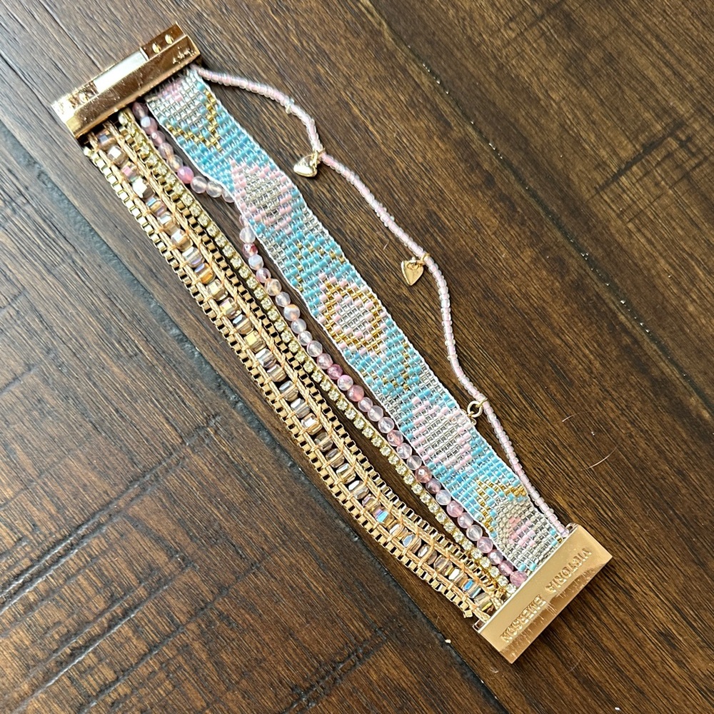 Victoria Emerson Amalfi Boho Bracelet With Engraved Magnetic Clasp One Size Euc